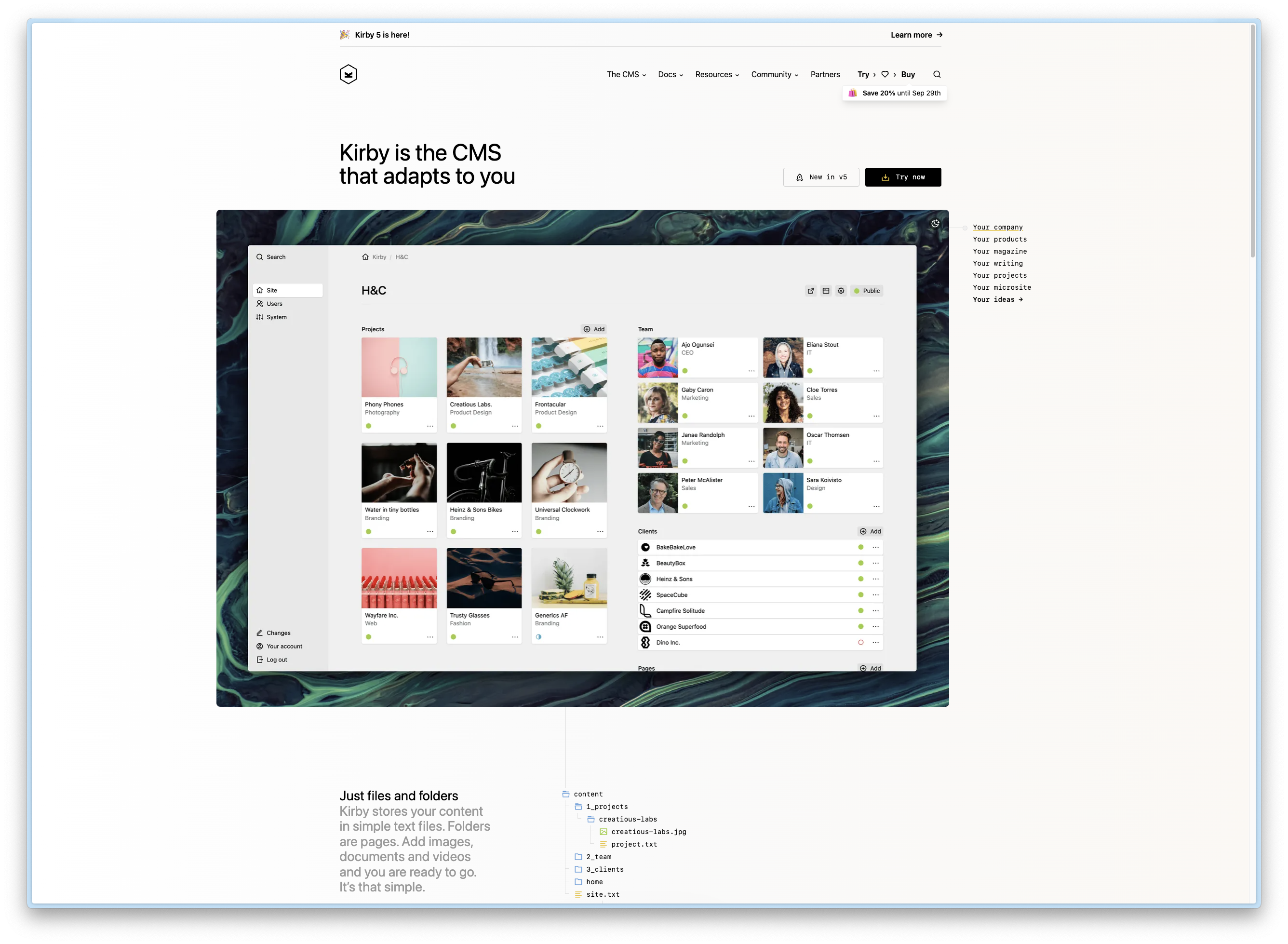 Kirby CMS Homepage